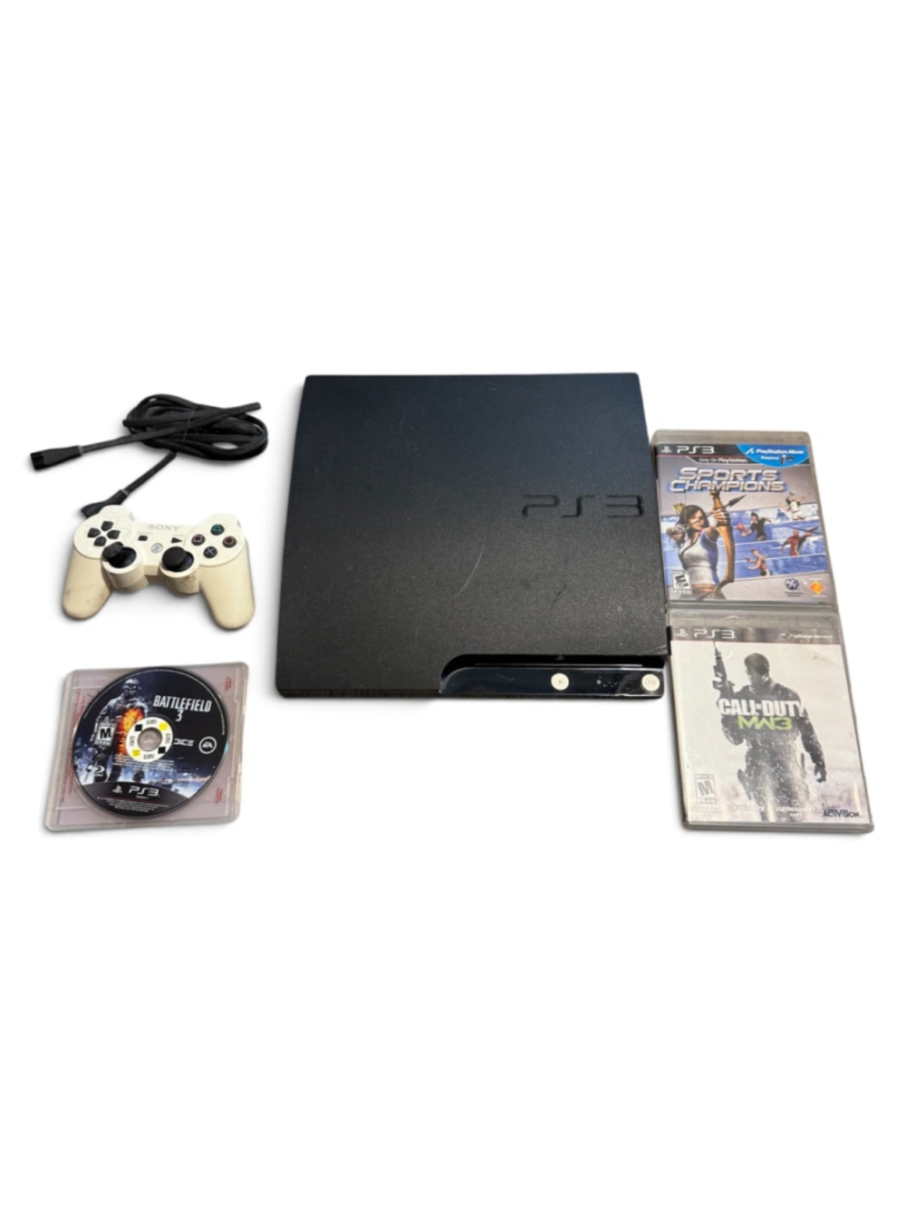 Sony PlayStation 3 Ps3 Console Bundle Lot with white Controller and Games Tested